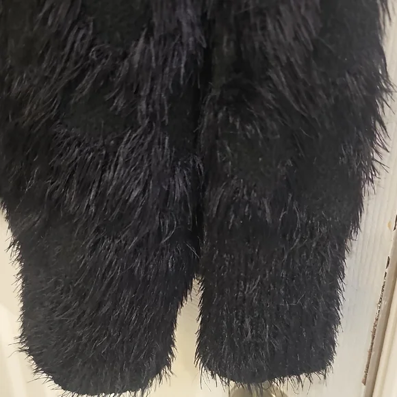 Oliver Monochrome Ombre Fuzzy Cheetah Open Cardigan Black White Large - Picture 8 of 13